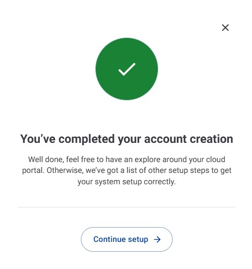 Account creation complete